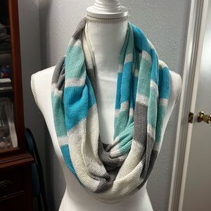 Macy's Teal and Gray Striped Infinity Scarf